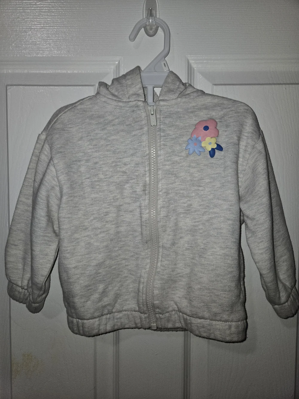 Old Navy Heather Gray Girls' Zip Hoodie with Floral Patch
